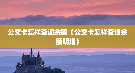 公交卡怎样查询余额（公交卡怎样查询余额明细）
