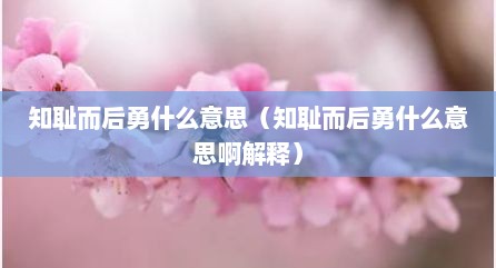 知耻而后勇什么意思（知耻而后勇什么意思啊解释）