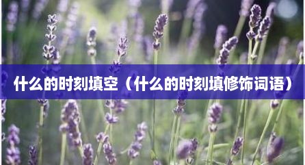 什么的时刻填空（什么的时刻填修饰词语）