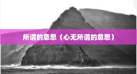 所谓的意思（心无所谓的意思）