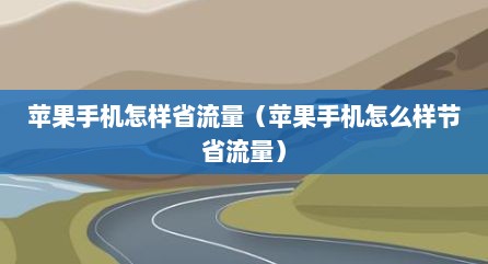 苹果手机怎样省流量（苹果手机怎么样节省流量）