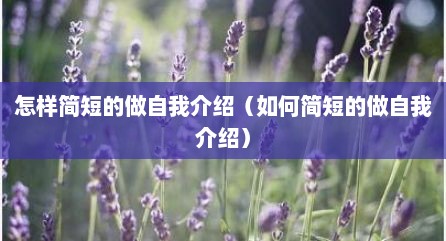 怎样简短的做自我介绍（如何简短的做自我介绍）