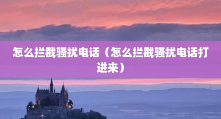 怎么拦截骚扰电话（怎么拦截骚扰电话打进来）