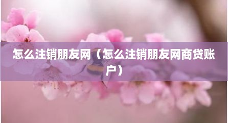 怎么注销朋友网（怎么注销朋友网商贷账户）