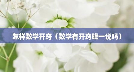 怎样数学开窍（数学有开窍晚一说吗）