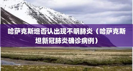 哈萨克斯坦否认出现不明肺炎（哈萨克斯坦新冠肺炎确诊病例）
