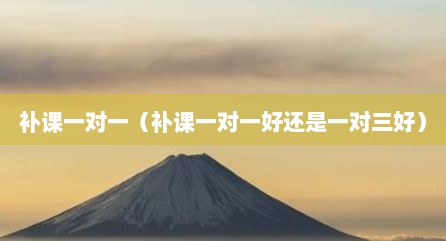 补课一对一（补课一对一好还是一对三好）