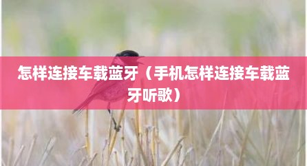怎样连接车载蓝牙（手机怎样连接车载蓝牙听歌）