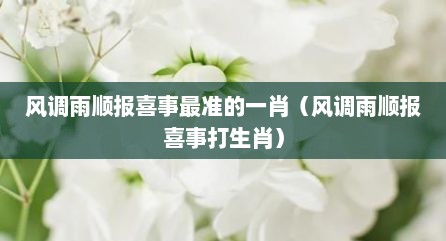 风调雨顺报喜事最准的一肖（风调雨顺报喜事打生肖）
