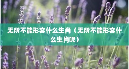 无所不能形容什么生肖（无所不能形容什么生肖呢）