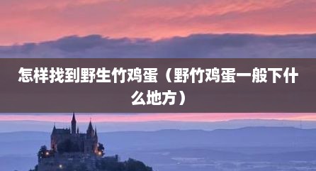 怎样找到野生竹鸡蛋（野竹鸡蛋一般下什么地方）