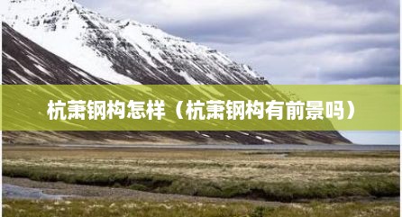 杭萧钢构怎样（杭萧钢构有前景吗）