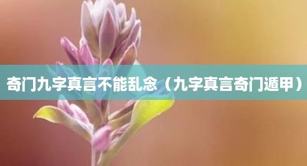 奇门九字真言不能乱念（九字真言奇门遁甲）