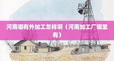 河南哪有外加工怎样啊（河南加工厂哪里有）
