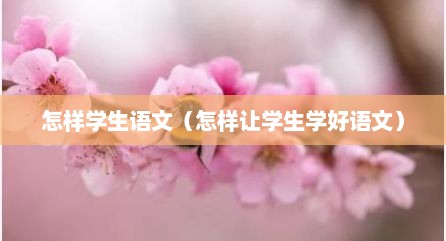 怎样学生语文（怎样让学生学好语文）
