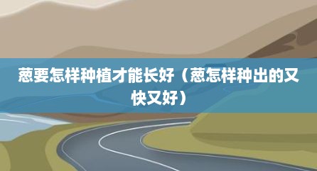葱要怎样种植才能长好（葱怎样种出的又快又好）