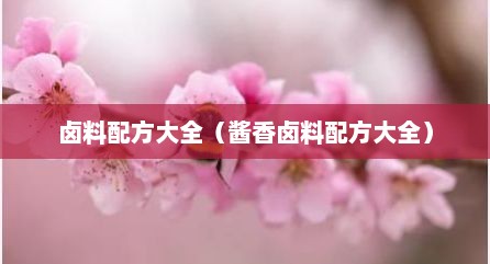卤料配方大全（酱香卤料配方大全）