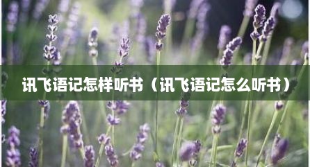 讯飞语记怎样听书（讯飞语记怎么听书）