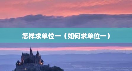 怎样求单位一（如何求单位一）