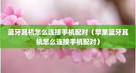 蓝牙耳机怎么连接手机配对（苹果蓝牙耳机怎么连接手机配对）