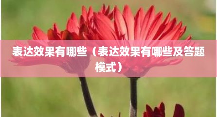 表达效果有哪些（表达效果有哪些及答题模式）