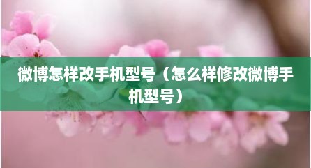 微博怎样改手机型号（怎么样修改微博手机型号）