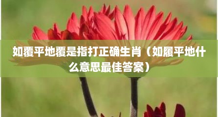 如覆平地覆是指打正确生肖（如履平地什么意思最佳答案）