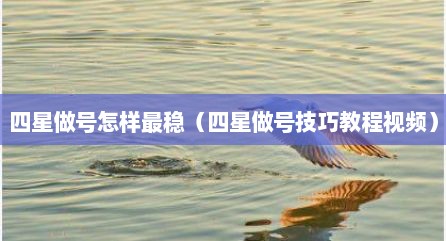 四星做号怎样最稳（四星做号技巧教程视频）
