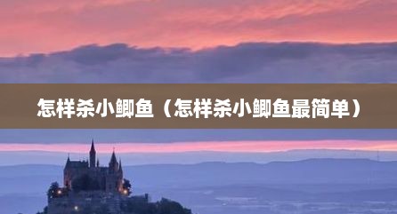 怎样杀小鲫鱼（怎样杀小鲫鱼最简单）