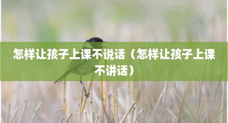 怎样让孩子上课不说话（怎样让孩子上课不讲话）