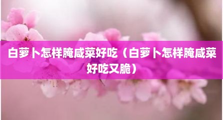 白萝卜怎样腌咸菜好吃（白萝卜怎样腌咸菜好吃又脆）