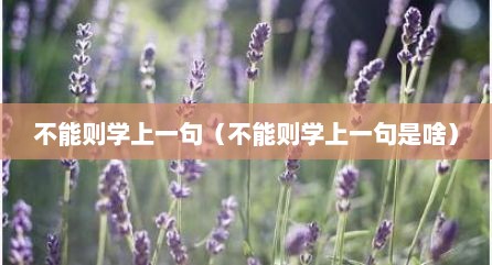 不能则学上一句（不能则学上一句是啥）