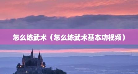 怎么练武术（怎么练武术基本功视频）