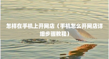 怎样在手机上开网店（手机怎么开网店详细步骤教程）