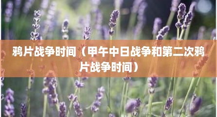 鸦片战争时间（甲午中日战争和第二次鸦片战争时间）