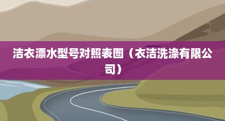 洁衣漂水型号对照表图（衣洁洗涤有限公司）