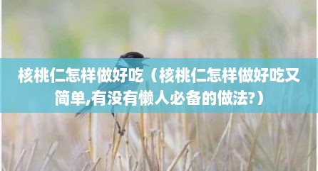 核桃仁怎样做好吃（核桃仁怎样做好吃又简单,有没有懒人必备的做法?）