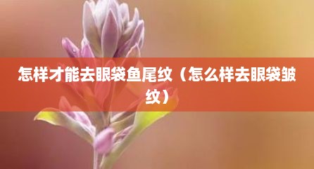 怎样才能去眼袋鱼尾纹（怎么样去眼袋皱纹）