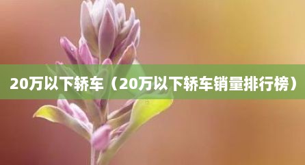 20万以下轿车（20万以下轿车销量排行榜）