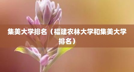 集美大学排名（福建农林大学和集美大学排名）