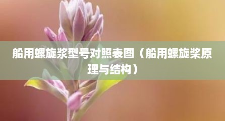 船用螺旋浆型号对照表图（船用螺旋桨原理与结构）