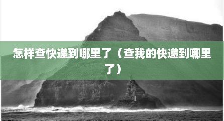 怎样查快递到哪里了（查我的快递到哪里了）