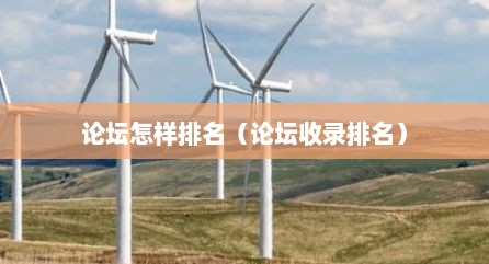 论坛怎样排名（论坛收录排名）