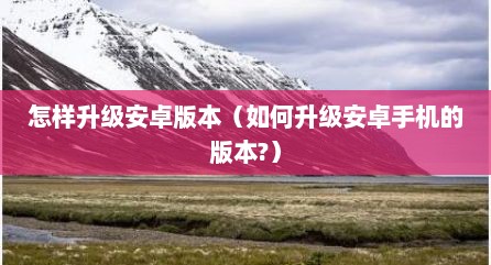 怎样升级安卓版本（如何升级安卓手机的版本?）