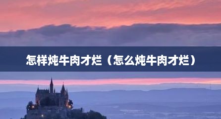 怎样炖牛肉才烂（怎么炖牛肉才烂）