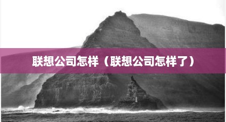 联想公司怎样（联想公司怎样了）