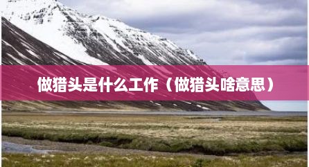 做猎头是什么工作（做猎头啥意思）