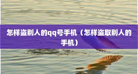 怎样盗别人的qq号手机（怎样盗取别人的手机）