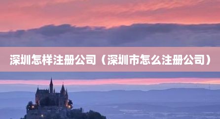 深圳怎样注册公司（深圳市怎么注册公司）