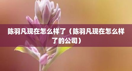 陈羽凡现在怎么样了（陈羽凡现在怎么样了的公司）